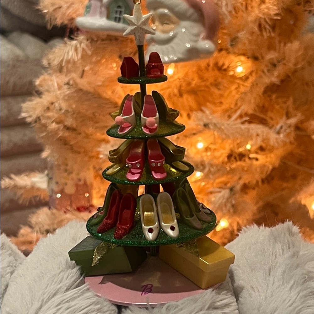 2006 Hallmark Keepsake Barbie Shoe Tree Ornament - Red, Green, Gold